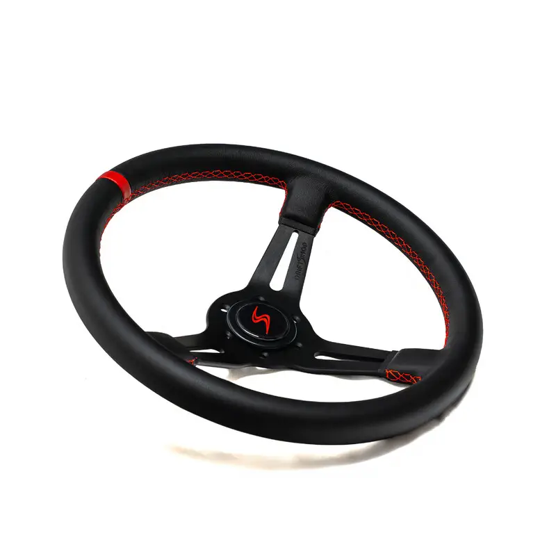 Promotion Volant DriftShop Tulipé (70 mm), Cuir Noir, Branches Noires
